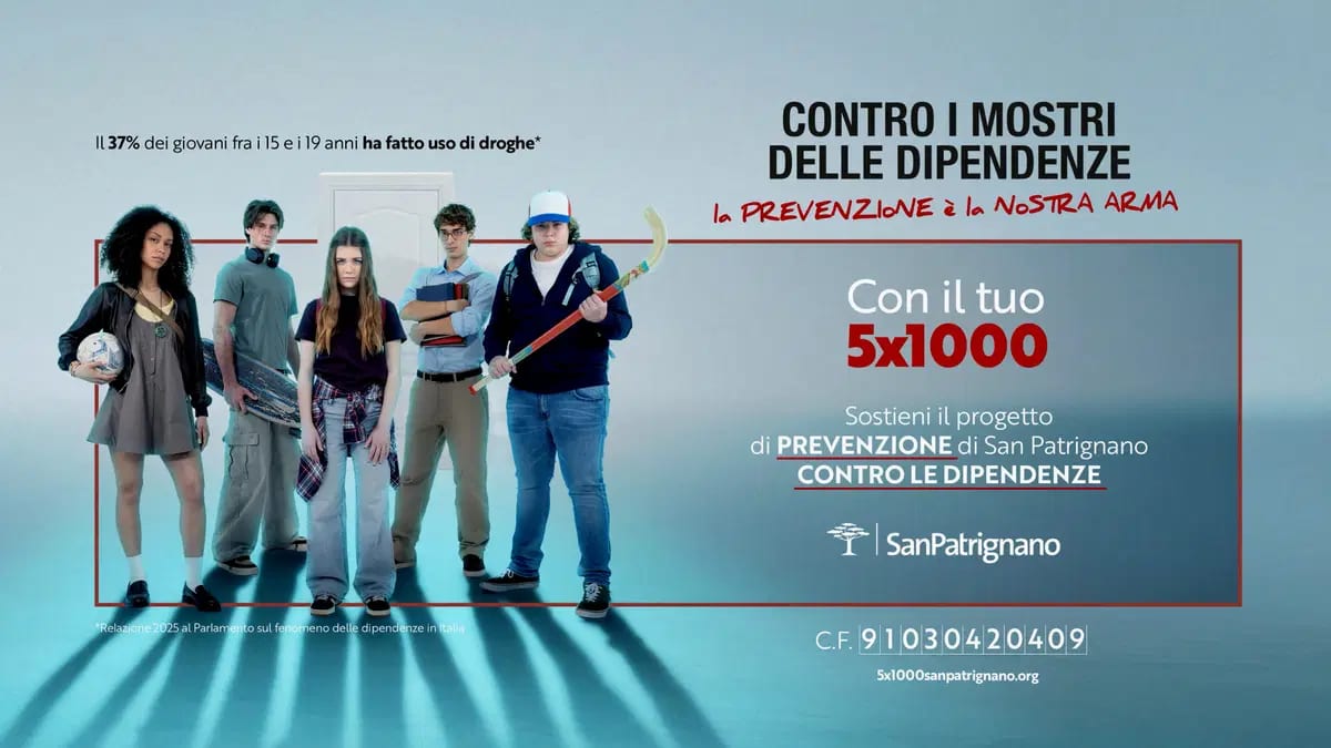 Frame from the WeFree spot for San Patrignano